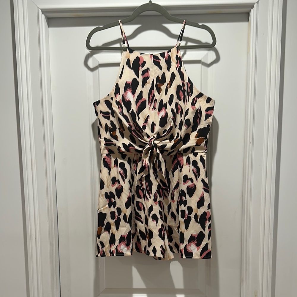 She and Sky Leopard Print Sleeveless Romper